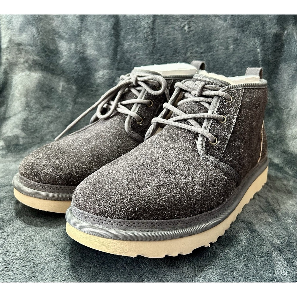 UGG Neumel Shaggy Suede Boots Dark Grey Winter Boot Shoes Men's Size 9